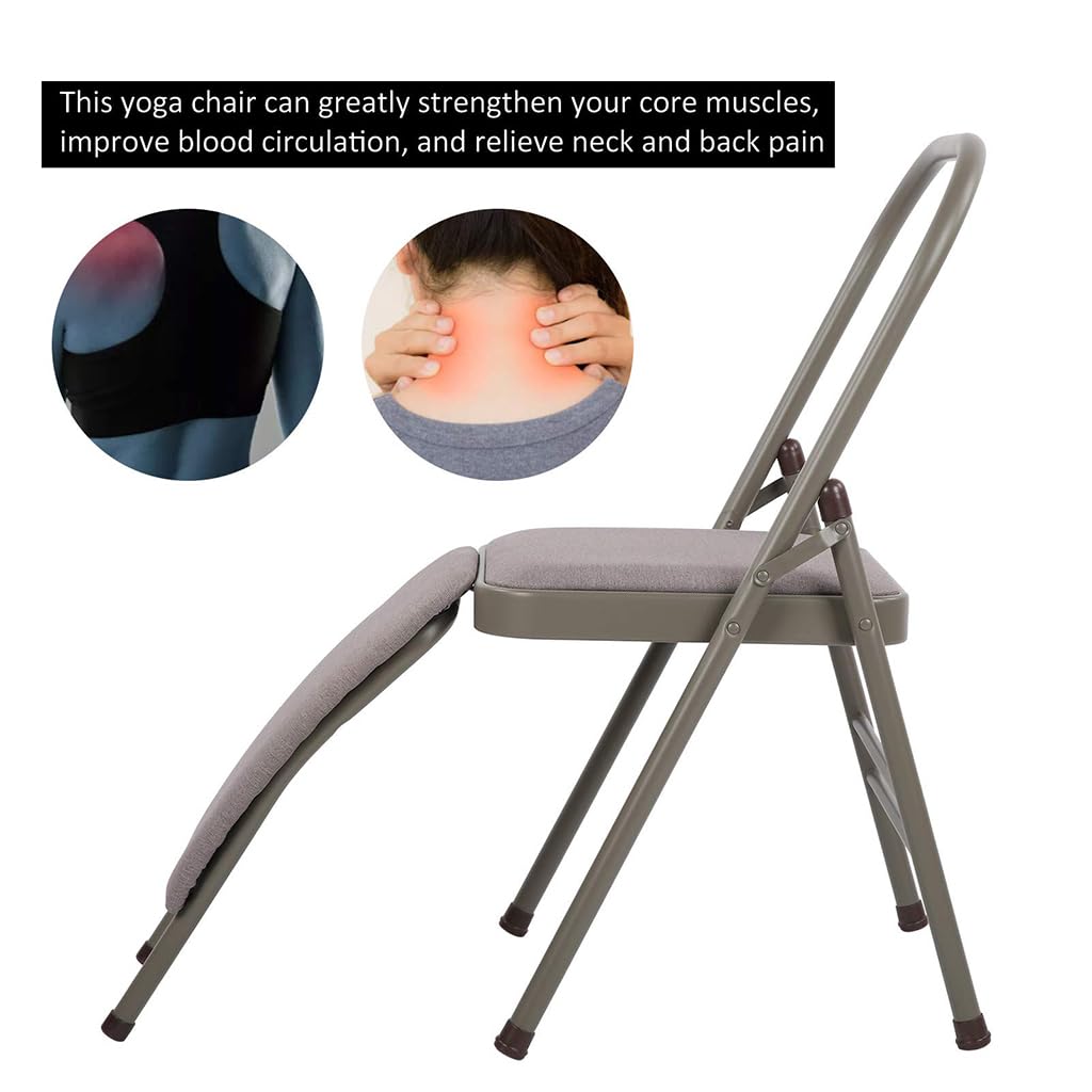 Sedia da yoga con supporto lombare, sgabello multifunzionale con cuscino rimovibile, per pilates, inversione e supporto posturale