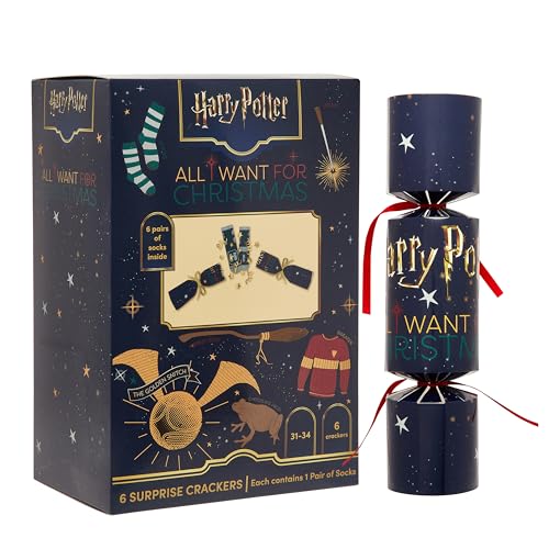 Harry Potter Christmas Cracker Socks - 6 Socks Crackers with