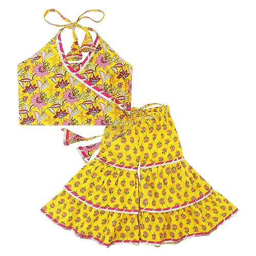 superminis Baby Girls Cotton Printed Short Kurti with Sharara Dress superminis Baby Girls Cotton Printed Short Kurti with Sharara Dress