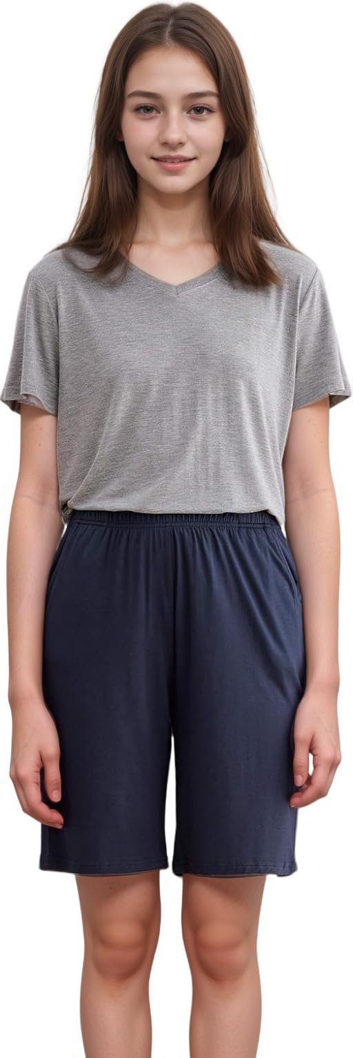 notwild Plus size Women's Cotton Pyjama Shorts Elastic Waist Soft Sleep Shorts (IN, Alpha, S, Regular, Navy Blue)-picture-21