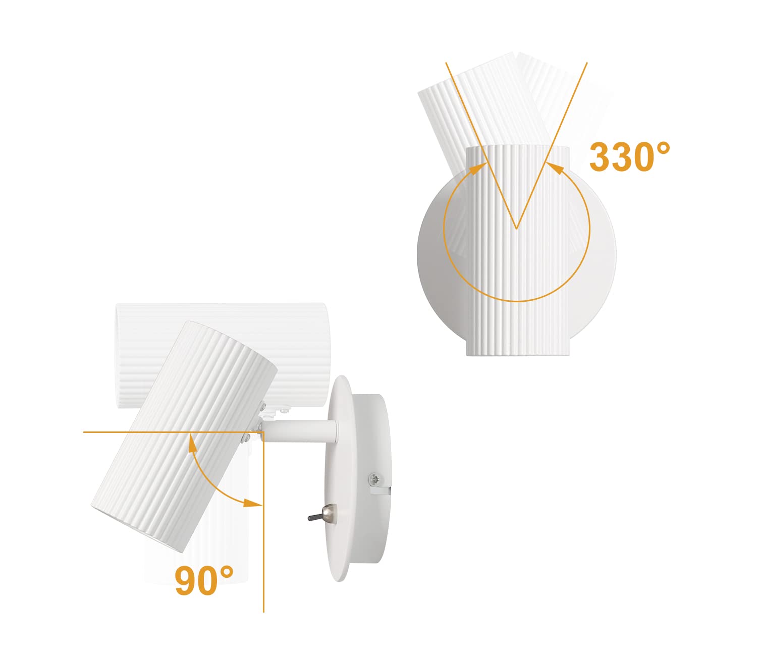 DAWALIGHT Spot Mural Orientable GU10 5W 3000K Blanc chaud Applique Murale d'Intérieur pour Chambre Couloir Salon Chevet Maison Boutique, Aluminium, Blanc