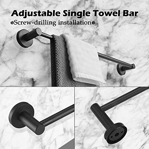 Chihod 2 Pieces Adjustable Bathroom Accessories: 17 To 29 Inch Matte Black Towel Bar Set - Premium Towel Bar - Bath Accessories Set Wall Mount #TOP1