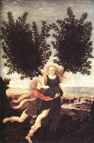 Peinture à l'huile cadeau d'art Apollo and Daphne Antonio Del Pollaiolo 30x36