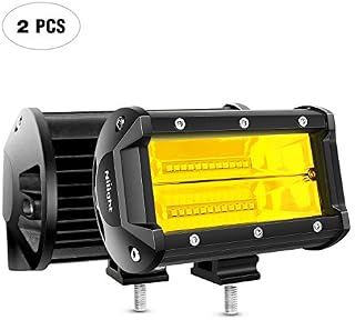 Nilight 18030C-A Amber 2PCS 5Inch 72W Double Row Flood Bar 10800Lumens Driving Fog