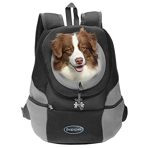 papipet Pet Dog Carrier Backpacks, Puppy Hike Travel Front Pack with Breathable Head Out Backpack Carriers for Small…