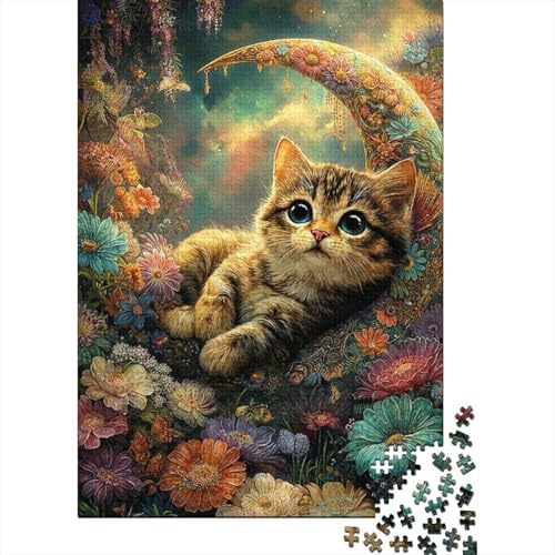 Puzzle de 1000 piezas de gatito en jardín de ensueño para disfrutar y relajar a toda la familia