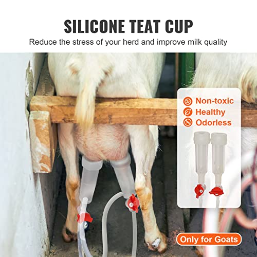 VEVOR Goat Milking Machine, 3 L 304 Stainless Steel Bucket, Electric Automatic Pulsation Vacuum Milker, Portable Milker with Food-Grade Silicone Cups and Tubes - Thumbnail 5