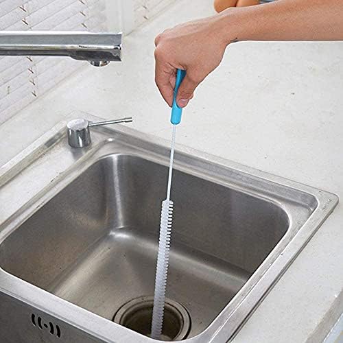 Premium Flexible Sink Drain Unblocker Brush Cleaner Hair Remover Brush blue