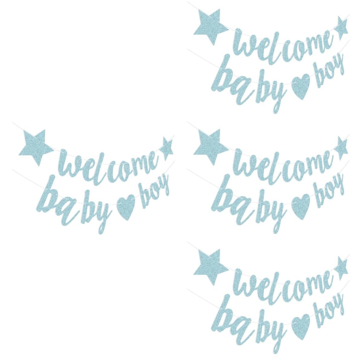 Cabilock 4 Pezzi Baby Shower Banner Gender Reveal Birthday Celebration Flag Wall Hanging Decorations