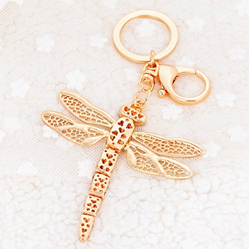 Easya Dragonfly Keychain Crystal Movable Wings Key Ring Women Handbag Charm Pendant Purse Key Ring Boutique Gift For Friends,Purple #TOP3