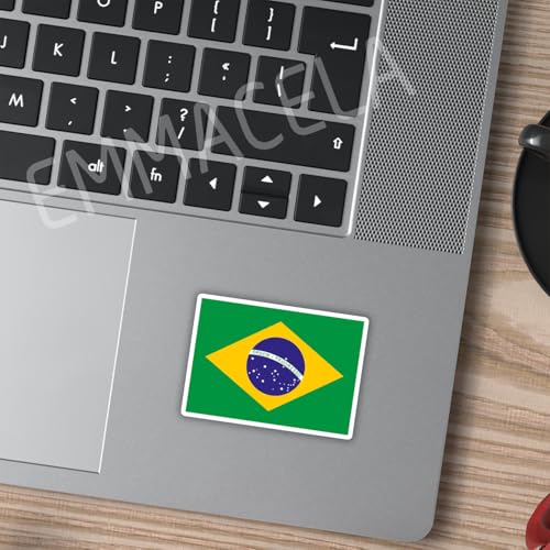 Image of (3PCS) Brazil Flag stickers, Countries Flag Stickers - Waterproof Vinyl Decals For Laptops, Tumblers, Water Bottles, Books, Scrapbooks, Size 3 x 2.2 Inch