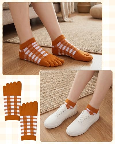 Image of Sintege 5 Pairs Stripe Toe Socks Women Colorful Finger Sock with Toes Separated Ankle Socks for Athletic Running Women Men