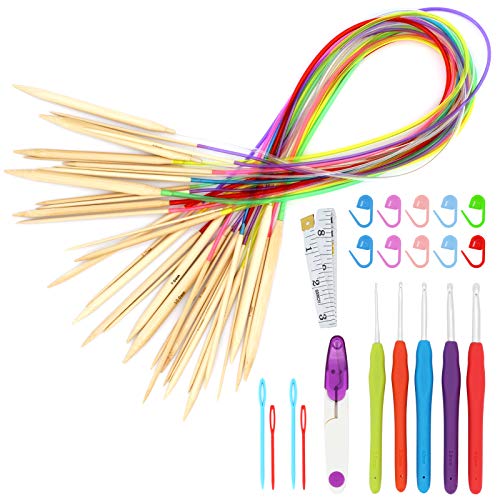 TAECOOOL - Set di 39 ferri da maglia circolari in