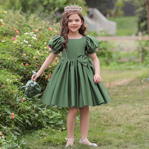 Girls Elegant Princess Party Dress with Puff Sleeves and Formal Birthday Wedding Flower Girl Outfit4