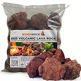 BYSONROCK Red Lava Rocks, 2–6 Inch, 10 lbs Natural Volcanic Stones for Fire Pit, Fireplace, Gas Grills & Propane Fire Pits, Fire Bowls, Aquariums & Landscaping