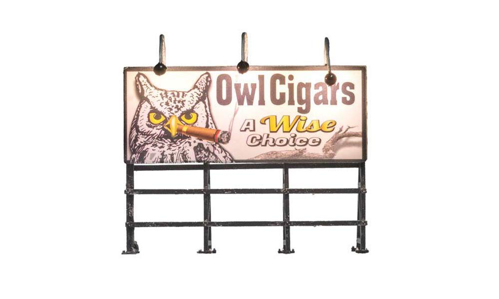 Just Plug Woodland Scenics Lighted Billboard, Wise Tobacco Co.