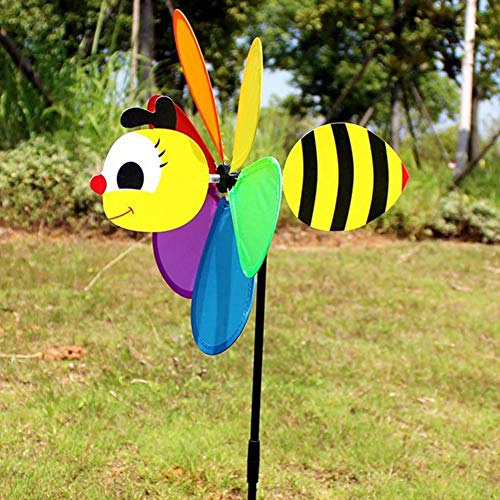 Windmill Wind Spinner Kids Toy Home Ornament Pinwheels Garden Kids Yard Decor RFID ocking Flower Butterfly Photo Taking Prop Funny Garden Yard Decoration(Bee)