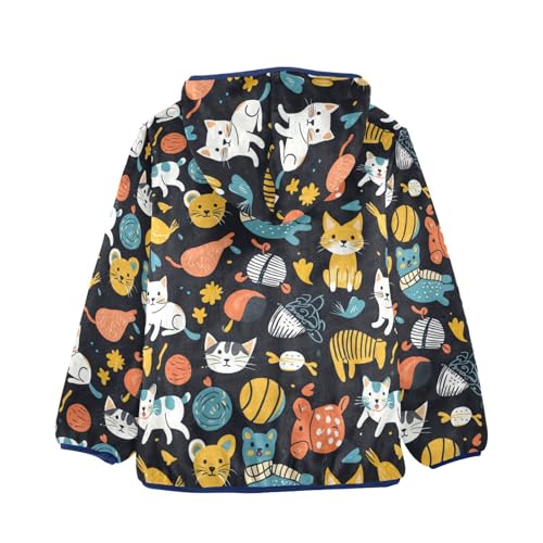 Pet Cat Colorful Toys Girls Fleece Jacket Girls Fall Jacket Boys Coats Zip Up Hoodie Children Sherpa Warm Outerwear 2-10T2