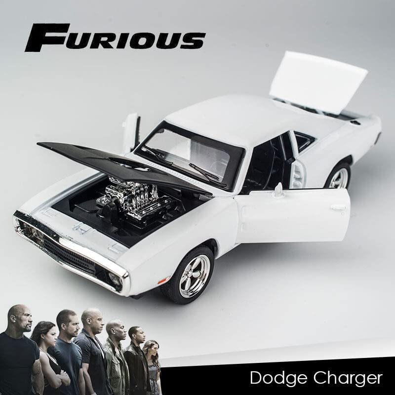 Image of Alloy Car Model Diecasts Metal Toy with Sound /Light /Pull-Back Off-Road Vehicles Car Model Collection Kids Toys Gift Multicolor Pack of 1 (1:32 Dodge Charger White)