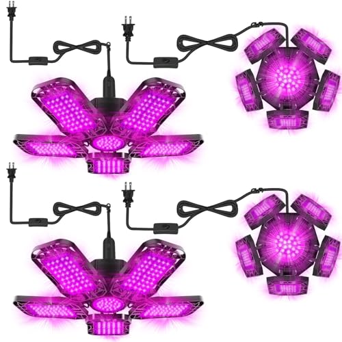 TENDIST Deformable LED Black Light 100W, Blacklight with Plug and Switch, Black Lighting for Glow Party, Purple Neon UV Lamp Bulb Lightbulb for Halloween Decor, Bedroom, Tapestry (13'', Count, 4)