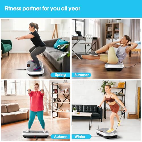 Image of SoftGym Vibration Plate Exercise Machine for Lymphatic Drainage Weight Loss,120 Speed Levels Vibrating Platform with Resistance Bands,Full-Body Workout Equipment for Muscle Activation