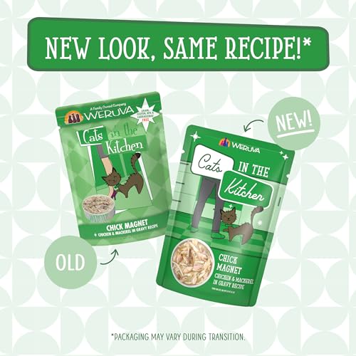 Image of Weruva Cats in the Kitchen, Chick Magnet with Chicken & Mackerel in Gravy Cat Food, 3oz Pouch (Pack of 12)