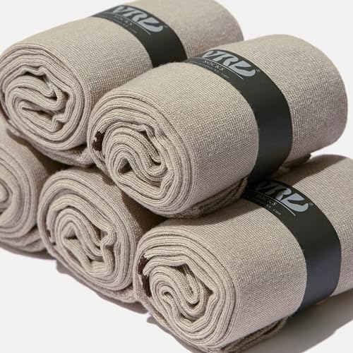 VRD Bamboo Mens Dress Socks for Men, 3-Pack, Beige, Tan, Light Bown Crew Length Mid-Calf Socks, Mens Shoe Size 8-133