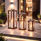 Mojawo 3er XXL Laternen Set Gartenlaternen Stalllaternen Massivholz Windlicht ca.14x14x...