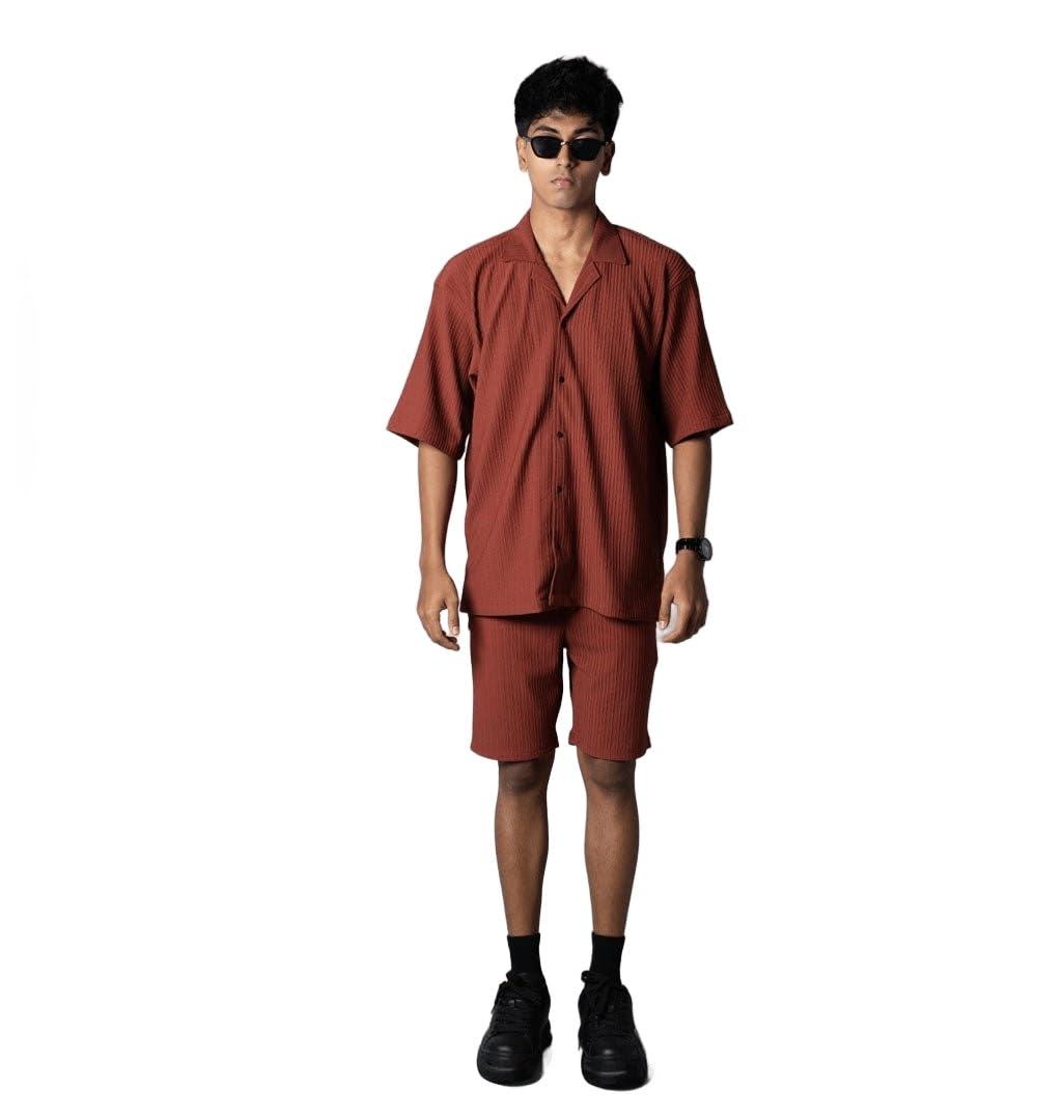 RUST STRIPPED TEXTURED CO-ORD SET| Comfortable & Stylish Clothing | Soft Fabric | Breathable Fit-image-49