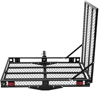 COSTWAY Folding Hitch Cargo Carrier, 128 x 74cm Trailer Mounted Hitch Rack with Ramp, High Side Rails and 2 Reflector Lights, Hitch Rack, Fit 2" Receiver for SUV, Truck, Car