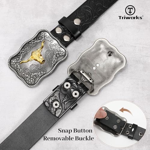 Men's Western leather belt Cowboy Cowgirl Belt with Printed Engraved Buckle4