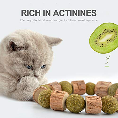 Brinquedos para bolas de gato,Catnip Toys Natural Silvervine Colar Frisado Catnip Chew Toys Mint Gra
