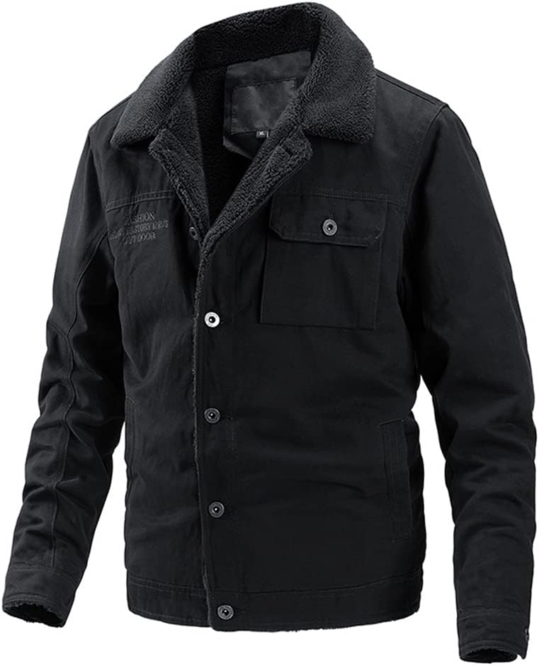 Men Jacket Regular Fit Lapel Men Fleece Jacket British Style Men Work Jacket Autumn Winter Warm Thicken Men'S Transition Jacket