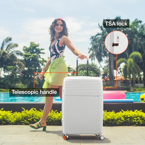 Image of Nasher Miles Krabi Expander Hard-Sided Polypropylene Luggage Set of 2 | 65cm & 75cm | 8 Wheels Medium & Large Trolley Bag for Travel | Suitcase (White)