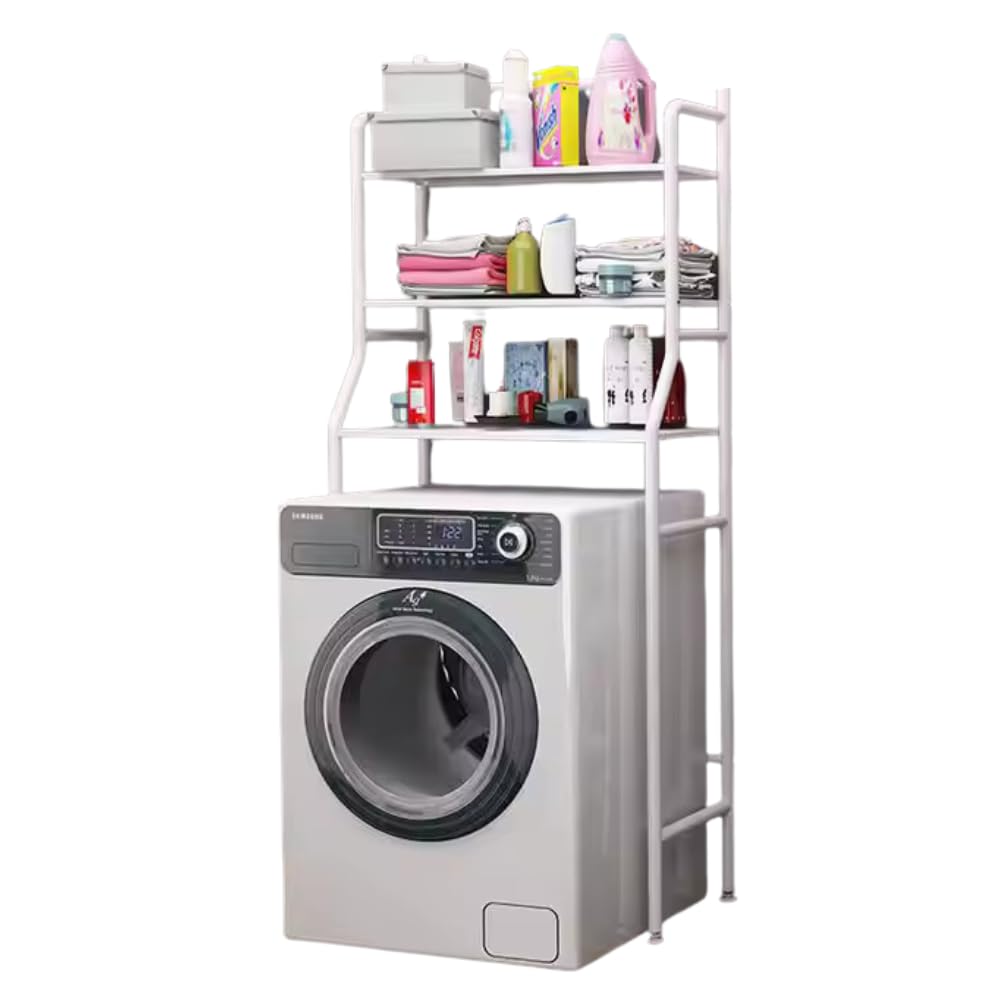 ZOLTA Badregal über Toilette oder Waschmaschine 3 Etagen Metallregal Weiß 154x64,5x25 cm Badezimmer Regal Standregal platzsparend stabil Feuchtigkeitsbeständig leicht zu montieren modern