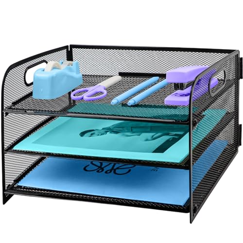 Organizador de escritorio de 3 niveles con asa, malla...