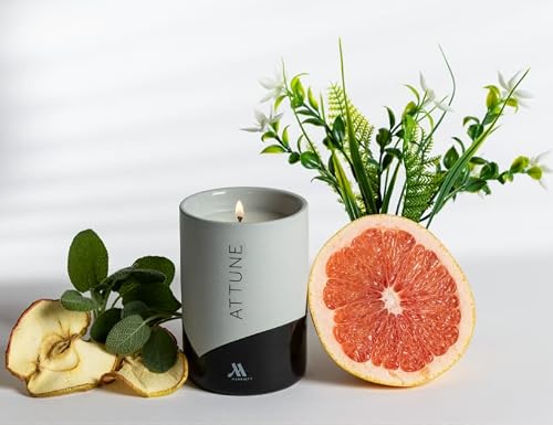 Marriott Attune Candle - Notes Of Fuji Apple, Rose, And Cassis - Hand-Poured Soy Wax Blend In Gray Porcelain Jar #TOP2