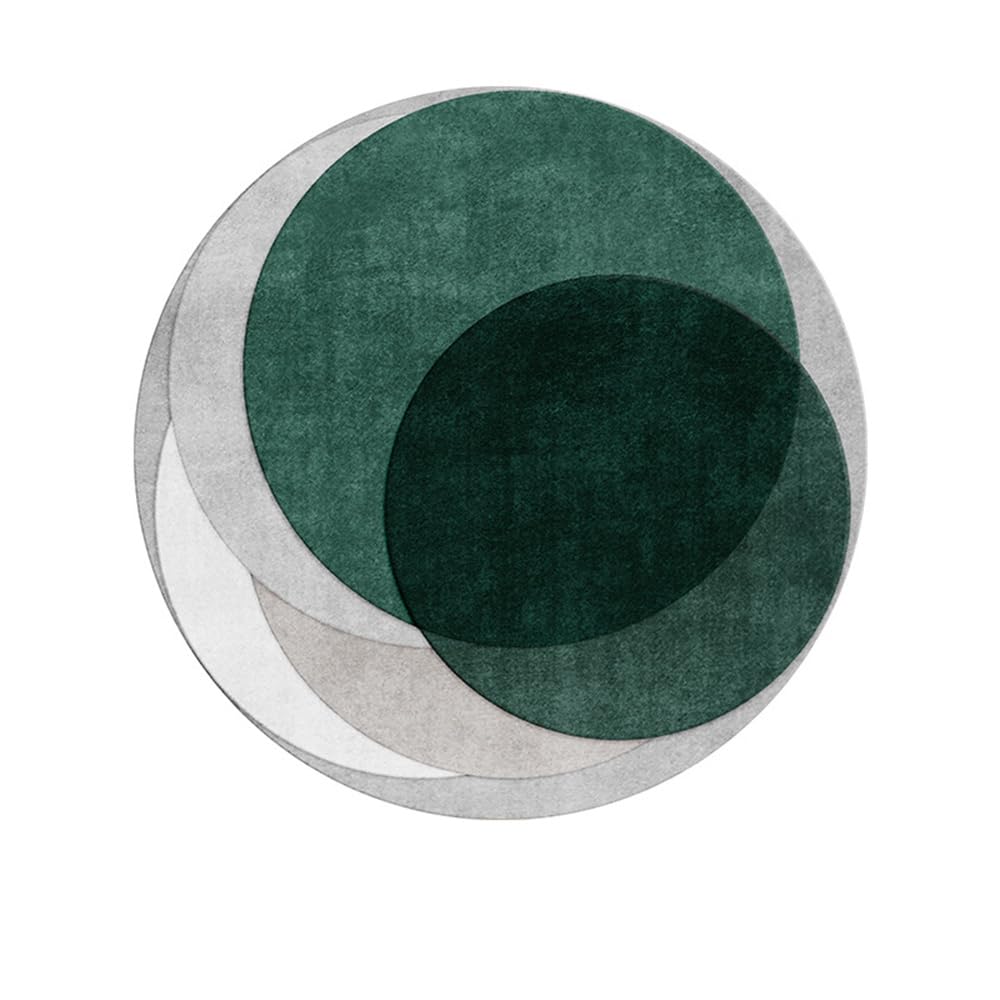 Tapis rond antidérapant poils courts lavable 140x140 pour salon cuisine salle de bain