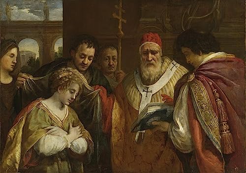 Peinture Sainte Domitille pour décoration de salon - Tableau baroque élégant format 60x90 cm