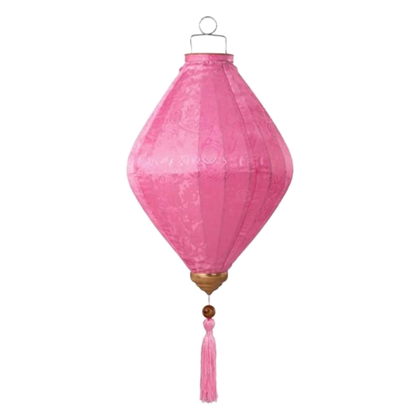 Asian lantern, Vietnamese Oval Silk Lantern Chinese Japanese Decorative Jacquard Hanging with Tassel for Wedding Party Decoration(Pink,14 Inch)