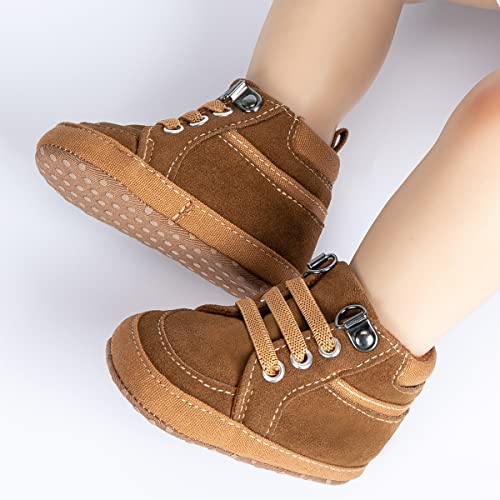 Image of CENCIRILY Baby Boys Girls High Top Sneakers Soft Soles Anti Skid Infant Ankle Shoes Toddler Prewalker First Walking Crib Shoes