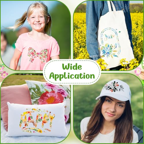 Image of HTVRONT Floral Heat Transfer Vinyl - 12 inchx10 inch Watercolor Flower HTV Sheets | 11 Packs Pattern Iron On Vinyl with 1 PTFE Sheet, Patterned HTV Vinyl Bundle for Spring Clothing Costume