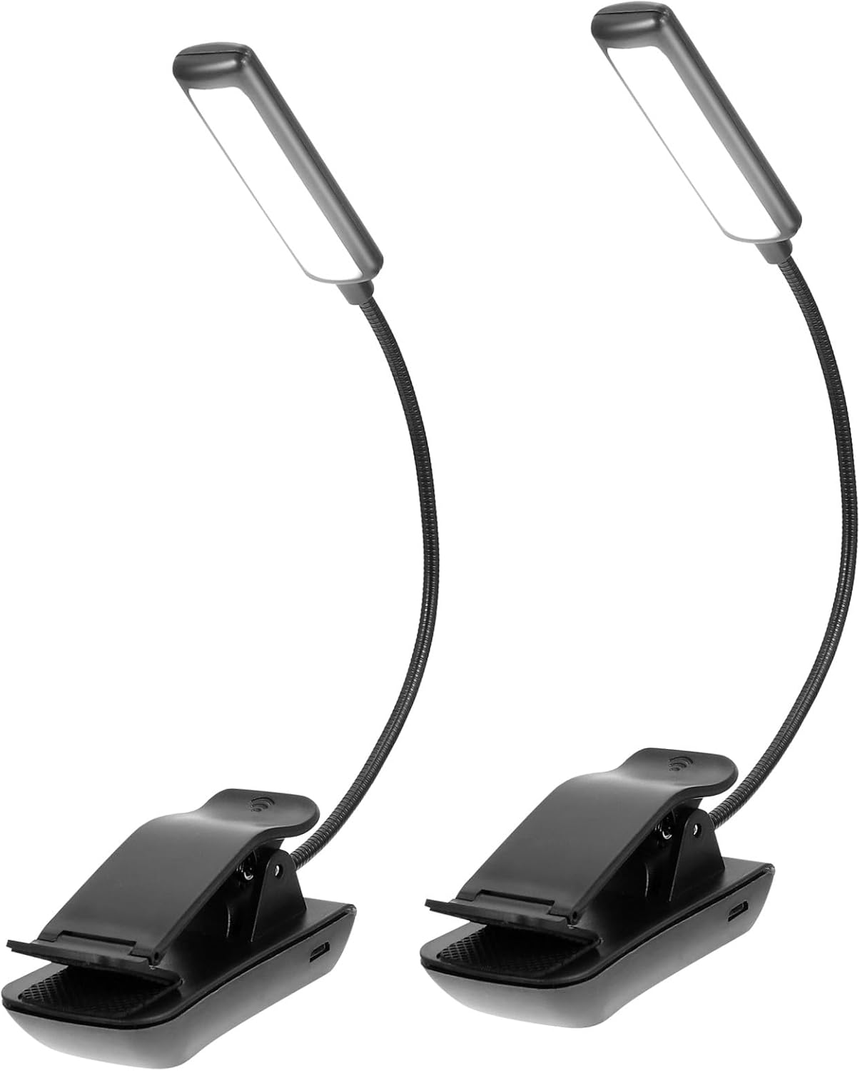 Veemoon 2pcs LED Piano Clip Lamp Rechargeable Music Stand Light with Adjustable Brightness for Bedside Reading and Sheet Music, Multi-Function Eye-Care Book Light for Musicians and Readers