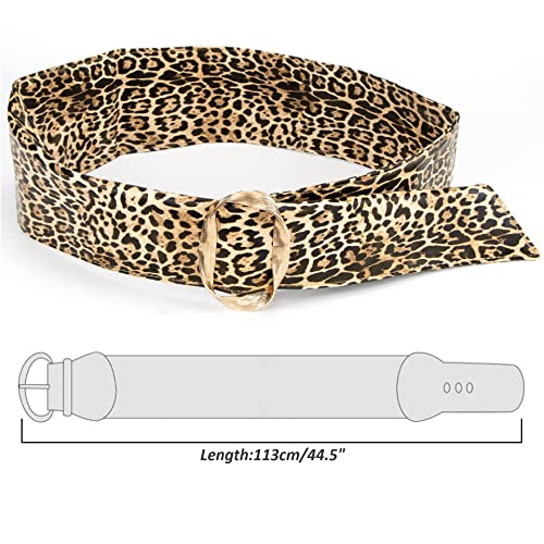 INOGIH Womens Leopard Print Wide Cinch Belt Fashion PU Leather Cinch Waistband for Dress Free Size4