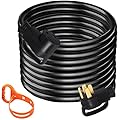 VEVOR 50 FT 50 Amp RV Extension Cord NEMA N14-50P to N14-50R, 125 / 250V Heavy Duty STW 6/3+ 8/1 RV Power Cord, for EV Charging and RV Trailer Campers