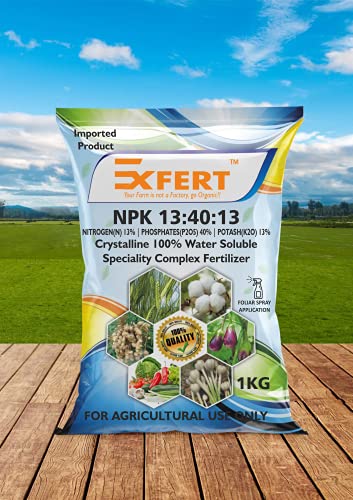 Exfert NPK (13 : 40 : 13) Specialty Crystalline 100% Water Soluble Complex Fertilizer for Plants and Gardening Purpose (Foliar Spray Nutrition) (900 gm)