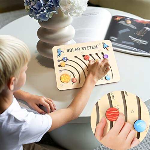 Wooden Solar System Puzzle Toys - 7.75 X 5.82 In Planets Jigsaw Puzzles For Kids, Space Learning Education Toys, Montessori Astronaut Thinking Training Puzzle, Educational Great Gifts #TOP6