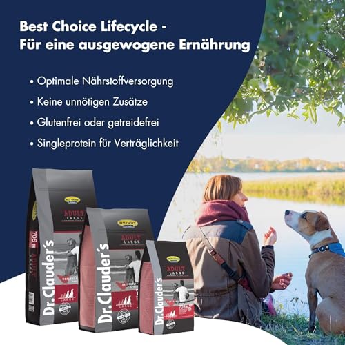 DR.CLAUDER’S - Best Choice Adult Large | Trockenfutter für große, ausgewachsene Hunde zur Unterstützung von Knochen und Gelenken. Weizenfreies Alleinfutter im Beutel | 12,5kg Geflügel