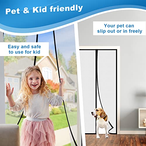 Insulated Door Curtain, [Upgrade Eva] Magnetic Thermal Insulated Door Cover To Keep Temperature For Room/ Kitchen, Keep Draft Air Out, Self Sealing, Hands Free, Pet/Kids Friendly - 34"X82" #TOP3
