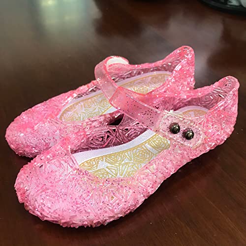 Princess Shoes Girls Sandals Jelly Mary Jane Dance Party Cosplay Shoes for Kids Toddler Flat Thong Sandal (Pink, 1)3